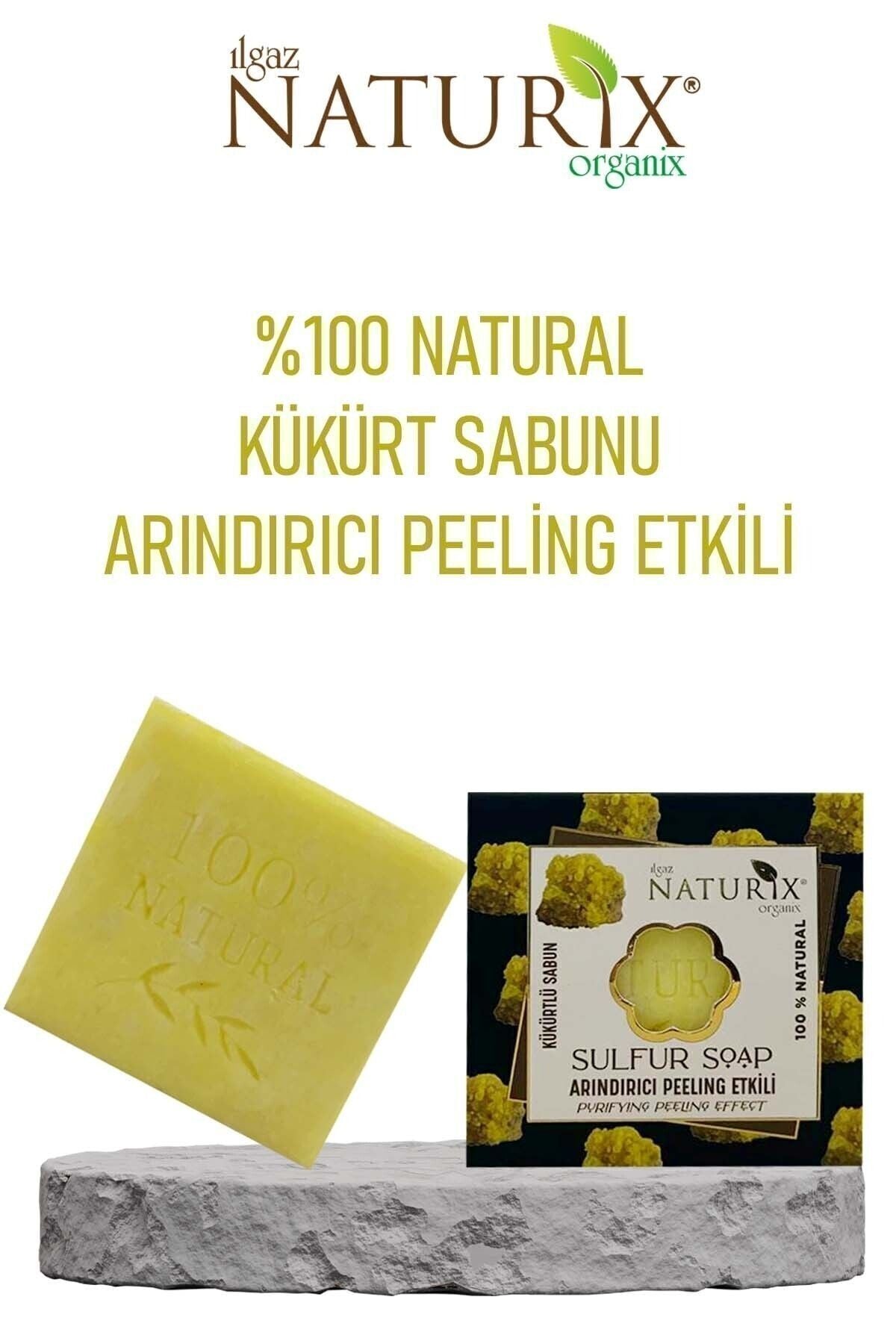 Naturix Natural Sulfur Soap Purifying Peeling Effective Sebium Balancing 100% Natural Sulfur Soap